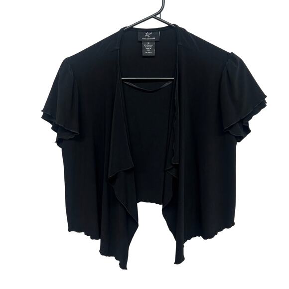 Minimalist Flutter Sleeve Cardigan Shrug Nina Leonard Black Size M - Picture 1 of 5